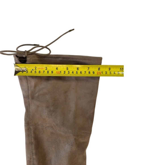 Suede Over the Knee High Boots Block Heel Taupe Modern Parisian Chic Boho 7.5 - Picture 10 of 12